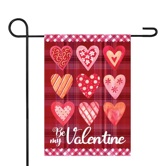 Be My Valentine Small Plaid &#x26; Heart Garden Flag